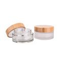 50g 100g skincare face cream  glass jar with bamboo lid